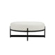 Aop 36 Inch Boucle Ottoman Stool White Round Cushioned Seat Black Base By Casagear Home BM317066