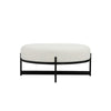 Aop 36 Inch Boucle Ottoman Stool White Round Cushioned Seat Black Base By Casagear Home BM317066