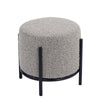 Aop 13 Inch Boucle Ottoman Stool, Round Cushioned Seat, Gray Boucle, Black By Casagear Home