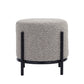 Aop 13 Inch Boucle Ottoman Stool, Round Cushioned Seat, Gray Boucle, Black By Casagear Home