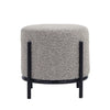 Aop 13 Inch Boucle Ottoman Stool, Round Cushioned Seat, Gray Boucle, Black By Casagear Home