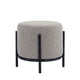 Aop 13 Inch Boucle Ottoman Stool, Round Cushioned Seat, Gray Boucle, Black By Casagear Home