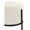 Aop 13 Inch Boucle Ottoman Stool, Round Cushioned Seat, White Boucle, Black By Casagear Home