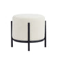 Aop 13 Inch Boucle Ottoman Stool, Round Cushioned Seat, White Boucle, Black By Casagear Home