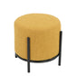 Aop 13 Inch Boucle Ottoman Stool, Round Cushioned Seat Yellow Boucle, Black By Casagear Home