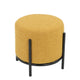 Aop 13 Inch Boucle Ottoman Stool Round Cushioned Seat Yellow Boucle Black By Casagear Home BM317070