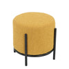 Aop 13 Inch Boucle Ottoman Stool, Round Cushioned Seat Yellow Boucle, Black By Casagear Home