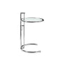 Deko Side Table, 28-39 Inch Adjustable Height, Round Glass Top, Chrome By Casagear Home
