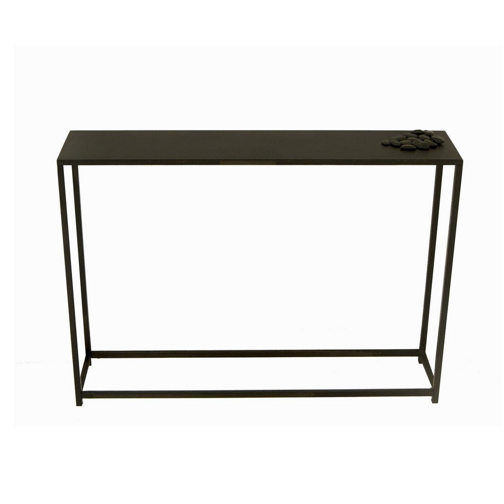 Eme 38 Inch Console Sofa Table, Rectangular Top, Modern Black Metal Frame By Casagear Home