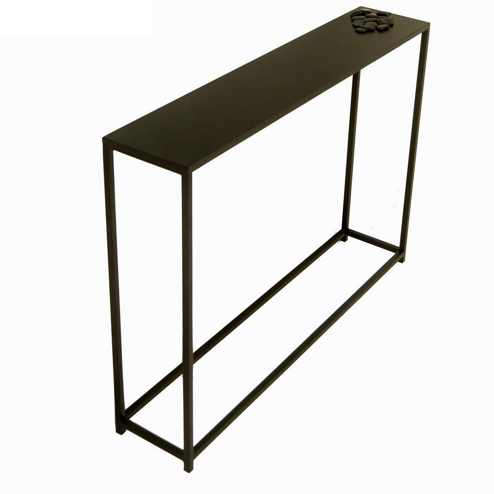 Eme 38 Inch Console Sofa Table, Rectangular Top, Modern Black Metal Frame By Casagear Home