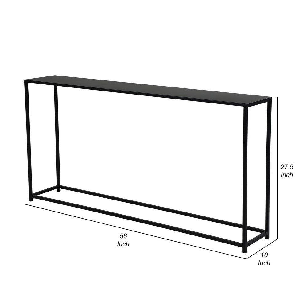 Eme 56 Inch Console Sofa Table, Rectangular Top, Modern Black Metal Frame By Casagear Home