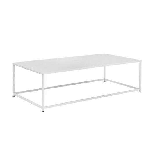 Eme 48 Inch  Coffee Table, Rectangular Tabletop, Modern White Metal Frame By Casagear Home