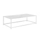 Eme 48 Inch Coffee Table Rectangular Tabletop Modern White Metal Frame By Casagear Home BM317077