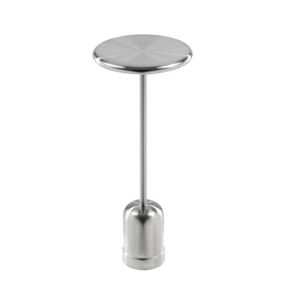Mars 8’’ Side End Drink Table Round Cone Tapered Base Silver By Casagear Home BM317079