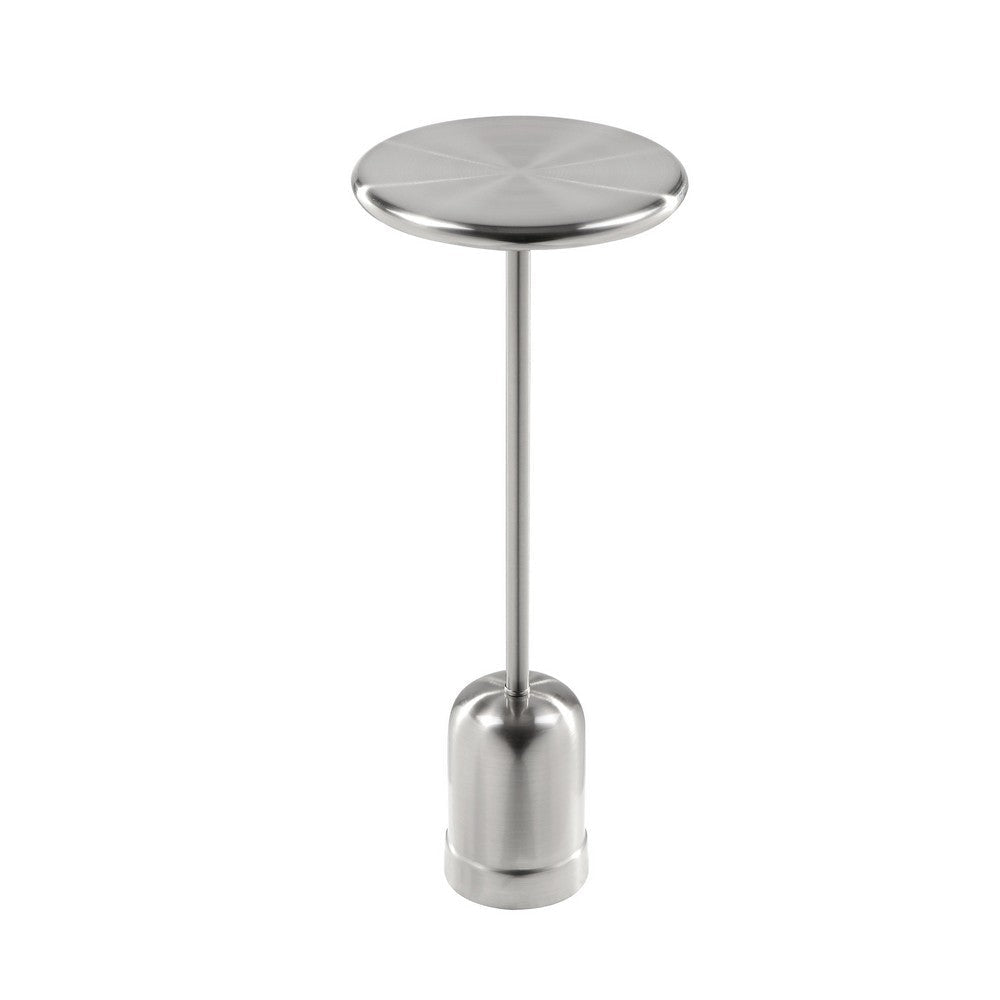 Mars 8’’ Side End Drink Table Round Cone Tapered Base Silver By Casagear Home BM317079
