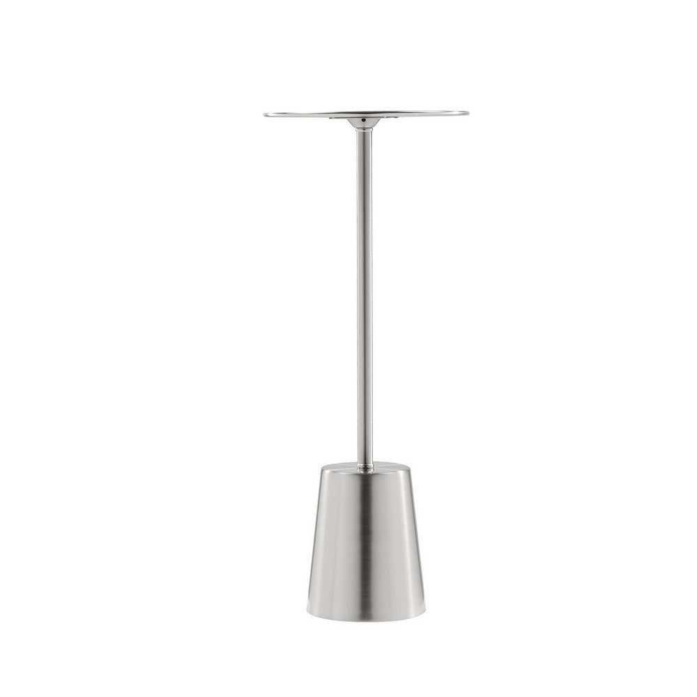 Mars 8 Inch Side End Drink Table Round Dome Tapered Base Silver By Casagear Home BM317080