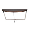 Tini 55 Inch Console Table, Half Moon, Open Metal Frame, Espresso Brown By Casagear Home