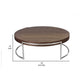 Dami 43 Inch Coffee Table Round Top Open Metal Frame Walnut Brown Finish By Casagear Home BM317085