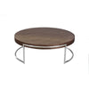 Dami 43 Inch Coffee Table, Round Top, Open Metal Frame, Walnut Brown Finish By Casagear Home