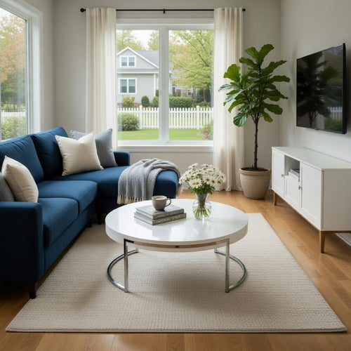 Dami 43 Inch Coffee Table, Round Top, Open Metal Frame, White Finish By Casagear Home