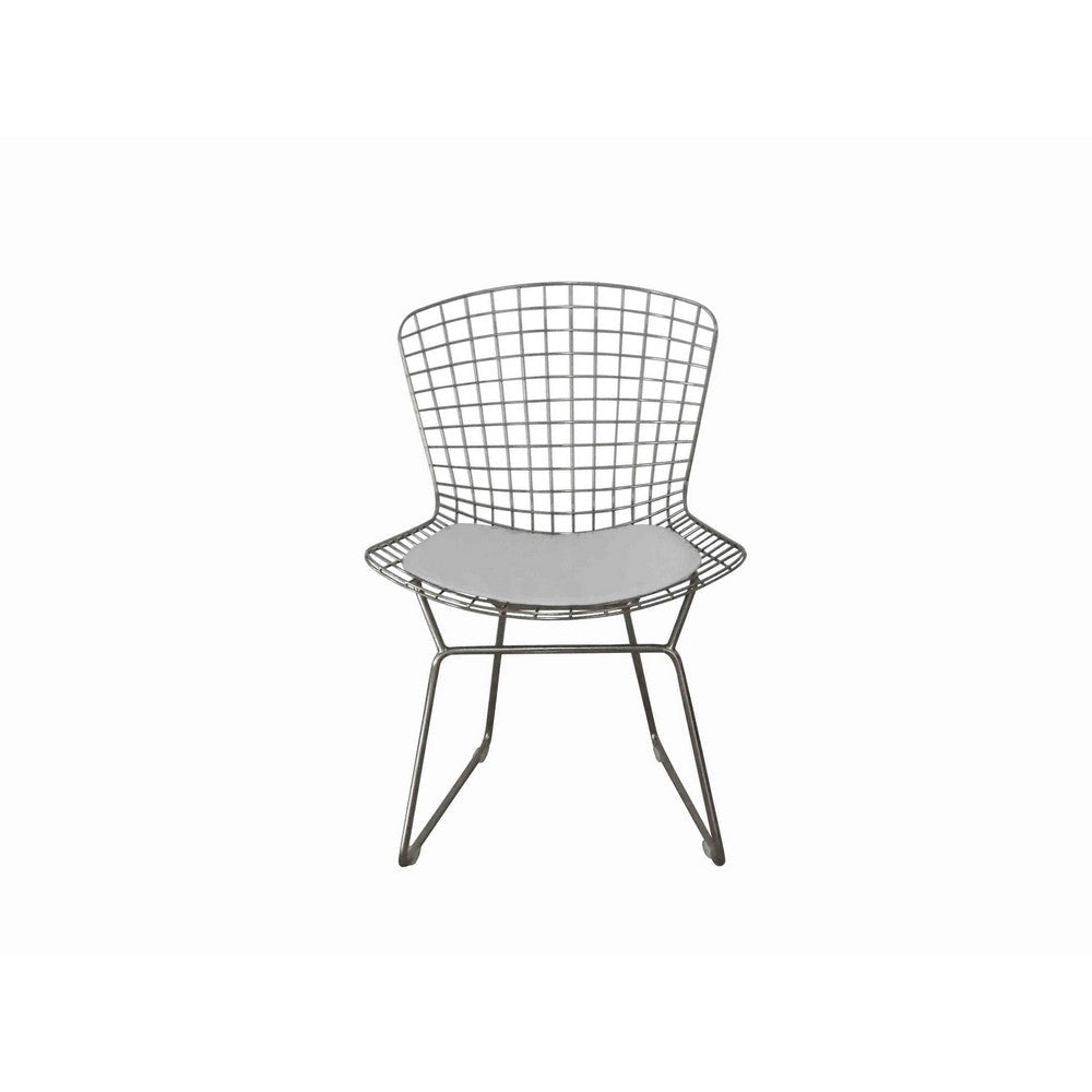 Hely 23 Inch Dining Chair Set of 2, Wire Mesh, Cushioned, Sled Base, Black By Casagear Home