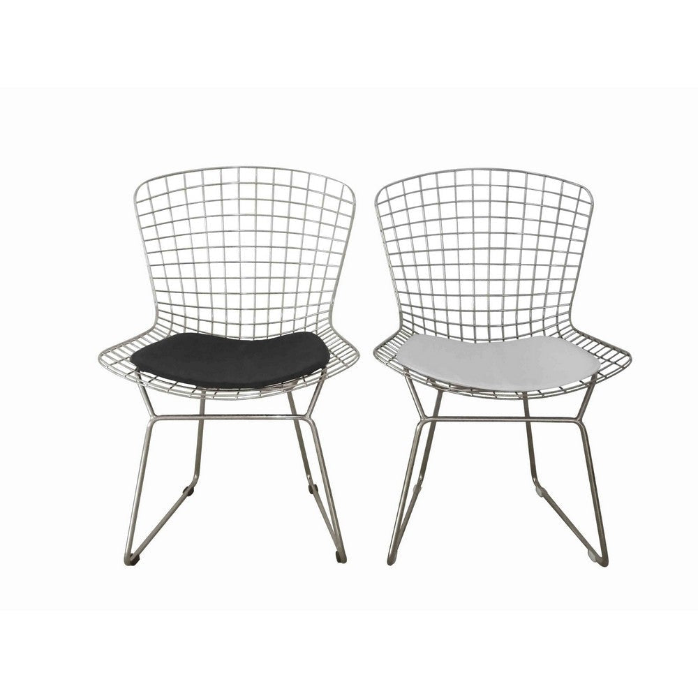 Hely 23 Inch Dining Chair Set of 2, Wire Mesh, Cushioned, Sled Base, Black By Casagear Home