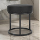 18 Inch Accent Stool Ottoman, Round Seat, Open Metal Frame, Black Finish By Casagear Home