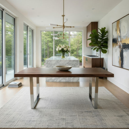 Ien 71 Inch Dining Table, Rectangular Top, Open Metal Panel, Walnut Brown By Casagear Home