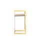 Suki 30 Inch Barstool Chair Beige Faux Leather Seat Stainless Steel Gold By Casagear Home BM317093