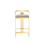 Suki 30 Inch Barstool Chair, Beige Faux Leather Seat, Stainless Steel, Gold By Casagear Home