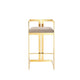 Suki 30 Inch Barstool Chair, Beige Faux Leather Seat, Stainless Steel, Gold By Casagear Home