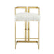 Suki 30 Inch Barstool Chair White Faux Fur Seat Stainless Steel Gold By Casagear Home BM317094