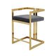 Suki 26 Inch Barstool Chair Gray Velvet Seat Stainless Steel Gold Finish By Casagear Home BM317096