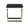 Sovi 20 Inch Ottoman Stool Black Faux Leather Stainless Steel Frame Gold By Casagear Home