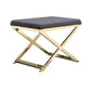 Sovi 20 Inch Ottoman Stool, Charcoal Gray Polyester, Stainless Steel, Gold By Casagear Home