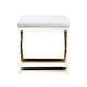 Sovi 20 Inch Ottoman Stool White Faux Leather Seat Stainless Steel Frame Gold By Casagear Home BM317101