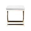 Sovi 20 Inch Ottoman Stool White Faux Leather Seat Stainless Steel Frame Gold By Casagear Home BM317101