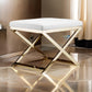 Sovi 20 Inch Ottoman Stool White Faux Leather Seat Stainless Steel Frame Gold By Casagear Home BM317101