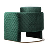 Usso 29 Inch Lounge Chair Green Velvet Diamond Quilted Design Metal By Casagear Home BM317103