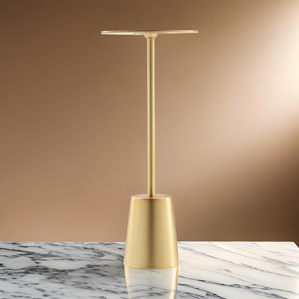 Ryan 8 Inch Side End Drink Table, Round, Tapered, Dome Base, Gold Metal By Casagear Home