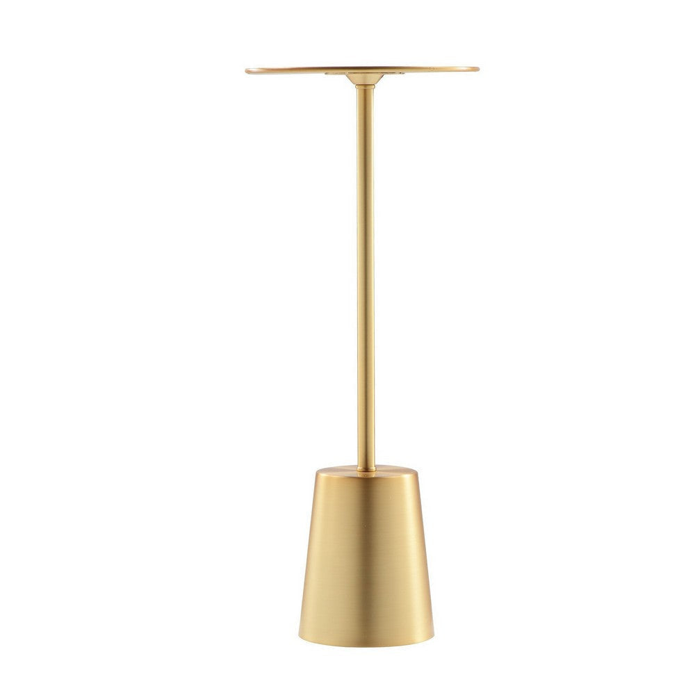 Ryan 8 Inch Side End Drink Table Round Tapered Dome Base Gold Metal By Casagear Home BM317109