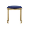 Niyo 19 Inch Ottoman Stool, Round Navy Blue Velvet, Gold Stainless Steel By Casagear Home