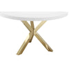 Emi 47 Inch Dining Table, Round White Lacquer Top, X Twisted Gold Legs By Casagear Home