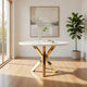 Emi 47 Inch Dining Table, Round White Lacquer Top, X Twisted Gold Legs By Casagear Home