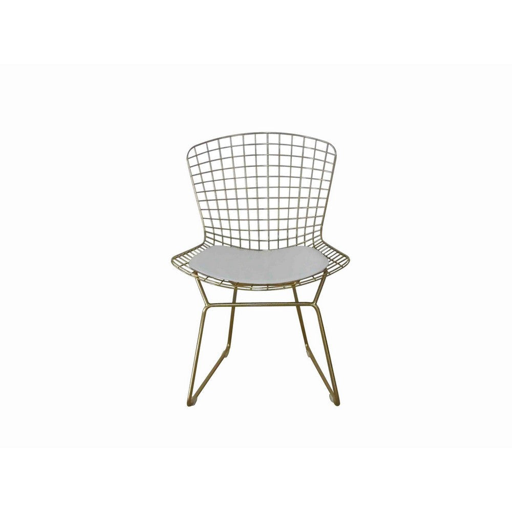 Hely 23 Inch Dining Chair Set of 2, 4 Cushions, Metal Cage Frame, Gold By Casagear Home