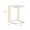 Zen 23 Inch Side End Tray Table, White Tray Top, Steel Base in Gold Finish By Casagear Home