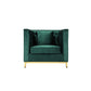 Vien 36 Inch Accent Chair Green Tufted Velvet Gold Polished Steel Legs By Casagear Home BM317118