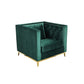 Vien 36 Inch Accent Chair Green Tufted Velvet Gold Polished Steel Legs By Casagear Home BM317118