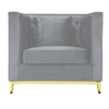 Vien 36 Inch Accent Chair Gray Tufted Velvet Gold Polished Steel Legs By Casagear Home