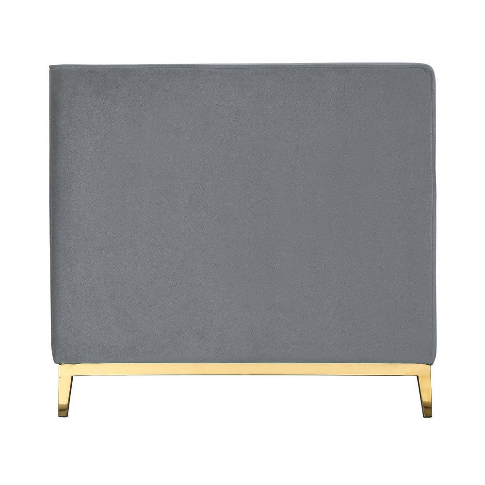 Vien 36 Inch Accent Chair Gray Tufted Velvet Gold Polished Steel Legs By Casagear Home